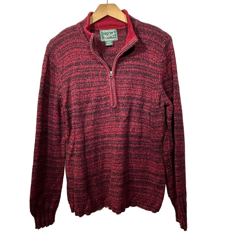 Woolrich Wool Blend 1/4 Zip Sweater Womens  L Red Heather